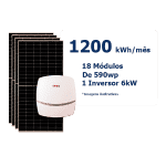 kit energia solar 1200 kwh, 18 módulos de 590wp, 1nversor 6kw